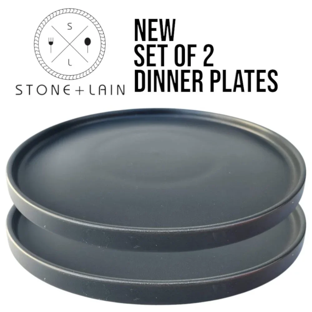 NEW 2X Stone Lain Stoneware Round Dinner Plate Dinnerware Gray Replacement Matte